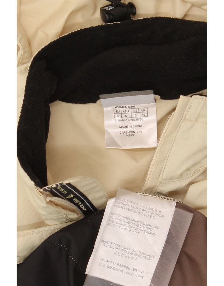JACK WOLFSKIN Giacca antipioggia oversize da donna UK 10 Small Beige Colourblock