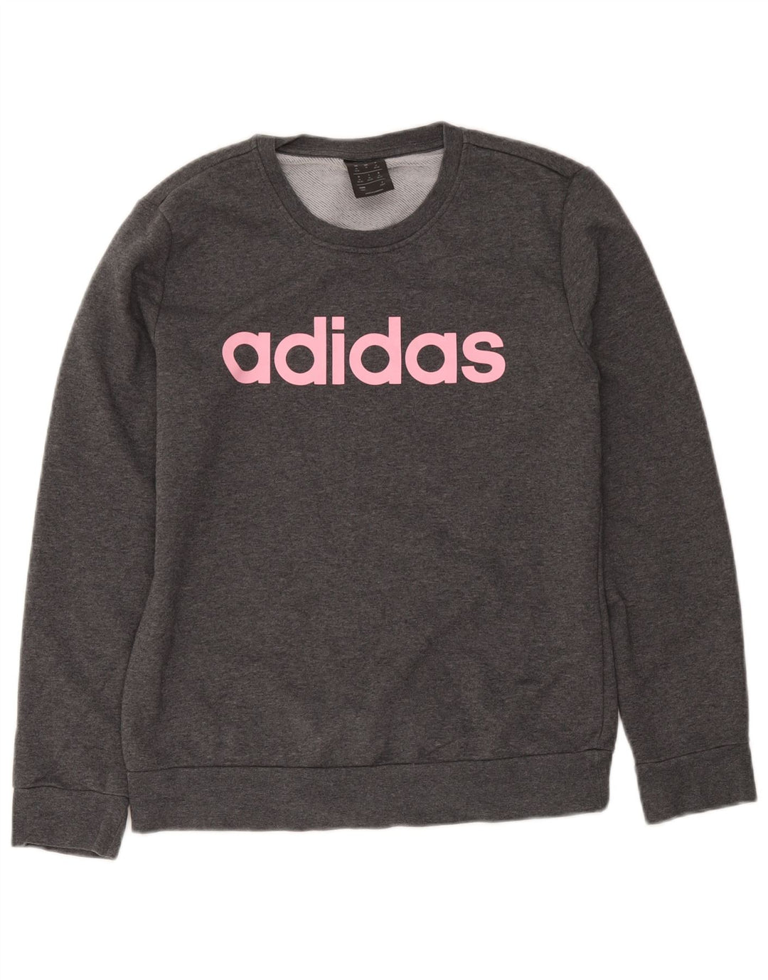 Felpa grafica da donna Adidas Jumper UK 12/14 Cotone grigio medio