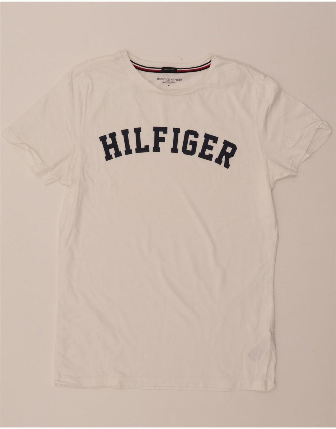 TOMMY HILFIGER T-shirt grafica da donna Top UK 14 Cotone bianco medio