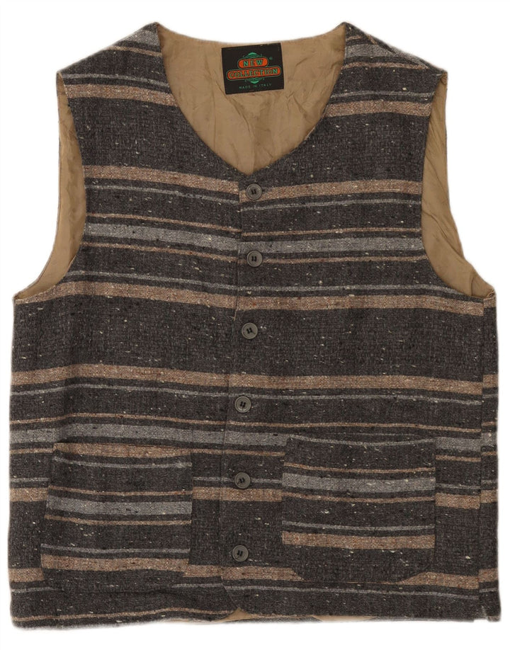 Giacca da uomo in pelle scamosciata della nuova collezione IT 48 Poliestere a righe grigio medio