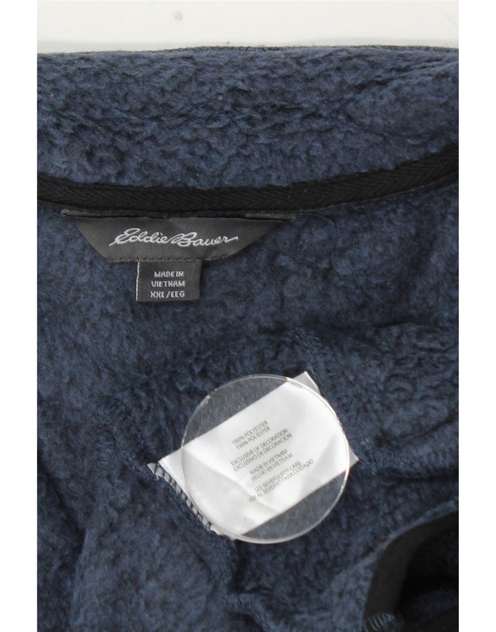 EDDIE BAUER Felpa con collo con zip da uomo Maglione 2XL Blu navy chiazzato