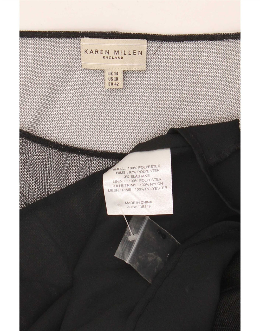 Abito a trapezio senza maniche da donna Karen Millen UK 14 Poliestere nero medio