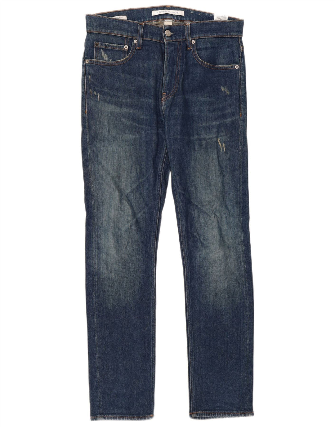 Jeans slim invecchiati da donna Calvin Klein W28 L30 cotone blu