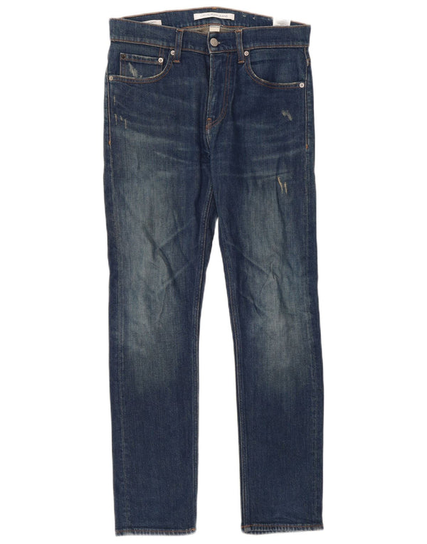 Jeans slim invecchiati da donna Calvin Klein W28 L30 cotone blu