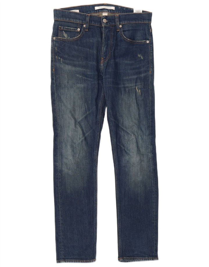 Jeans slim invecchiati da donna Calvin Klein W28 L30 cotone blu