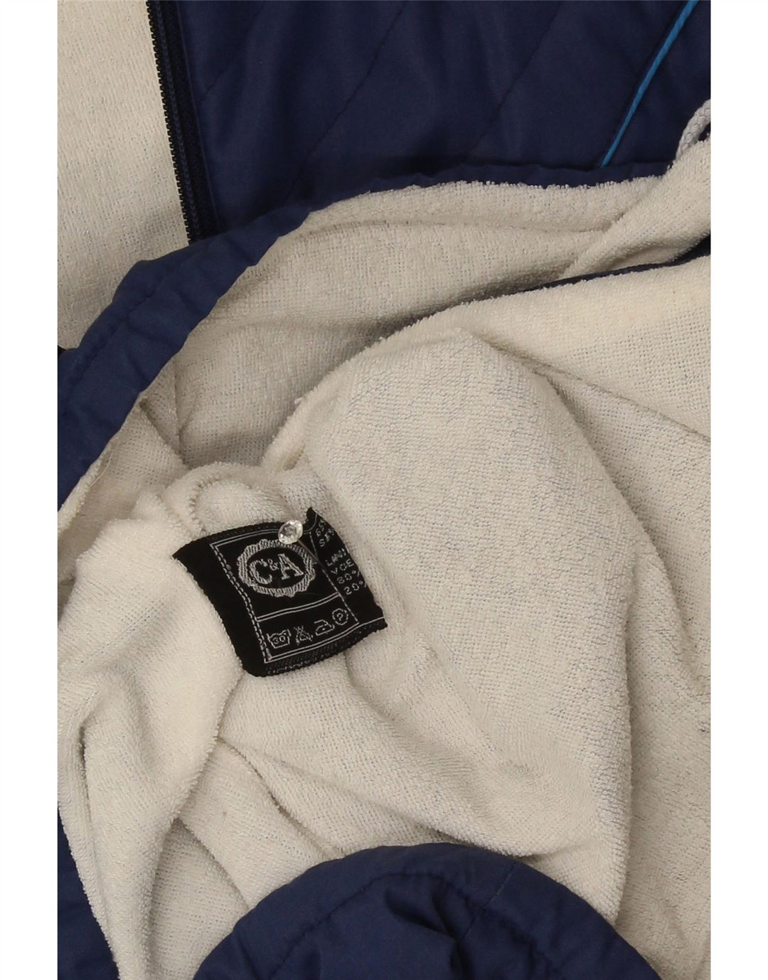 Giacca a vento con cappuccio da uomo C&A UK 36 piccola in cotone blu navy