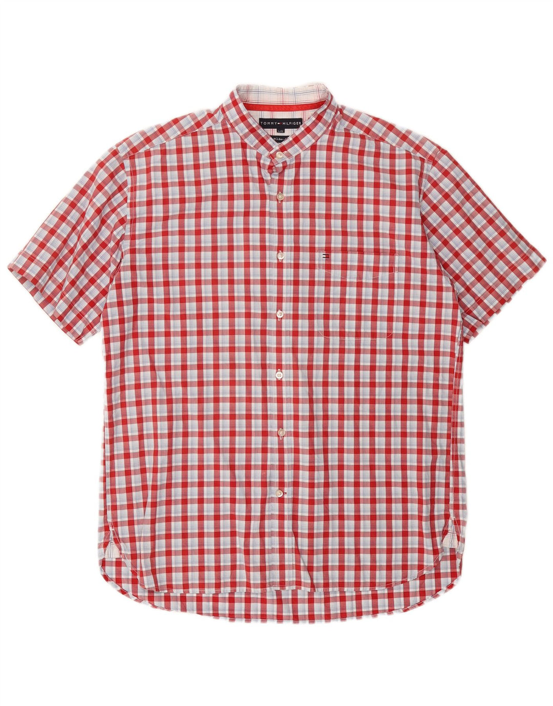 TOMMY HILFIGER Camicia a maniche corte da uomo in cotone a quadri rossi grandi