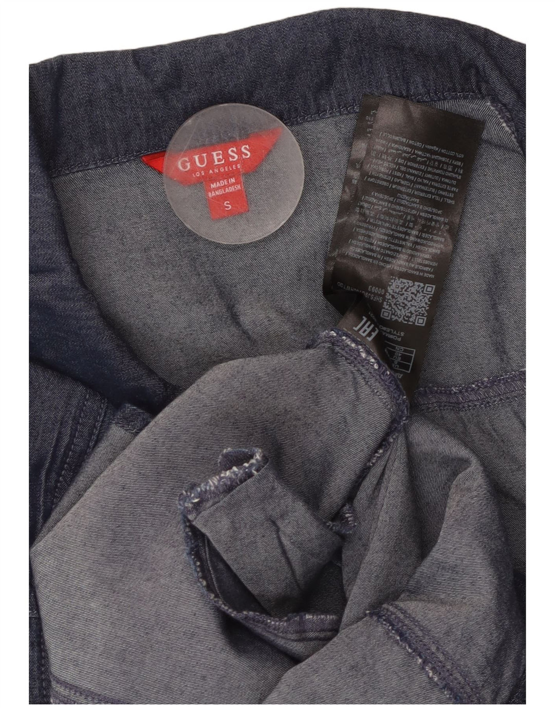 GUESS Abito camicia da donna in denim con maniche a 3/4 UK 10 Piccolo in cotone blu navy