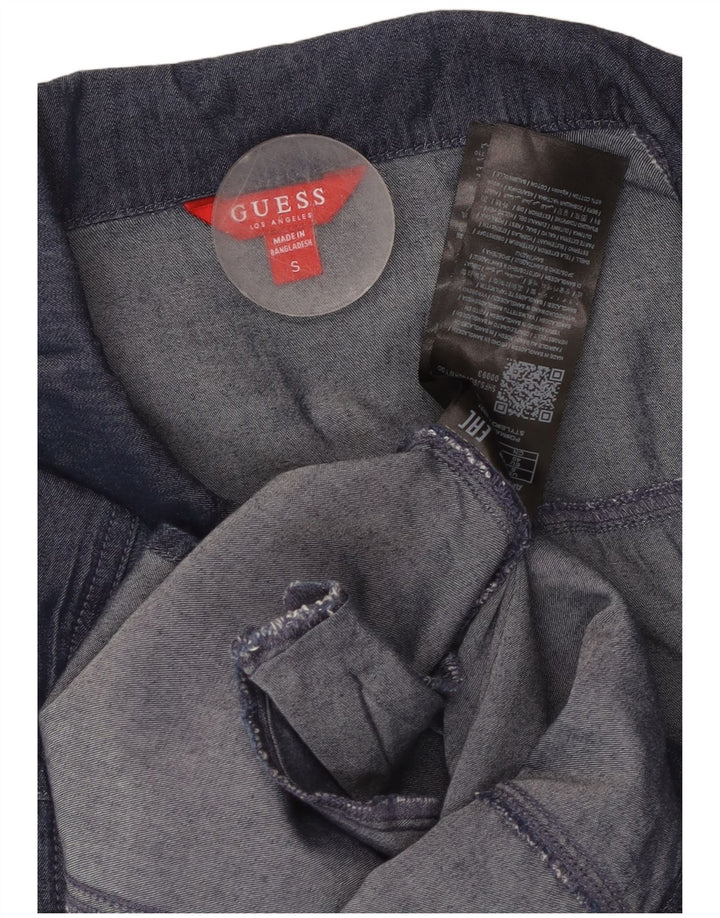 GUESS Abito camicia da donna in denim con maniche a 3/4 UK 10 Piccolo in cotone blu navy