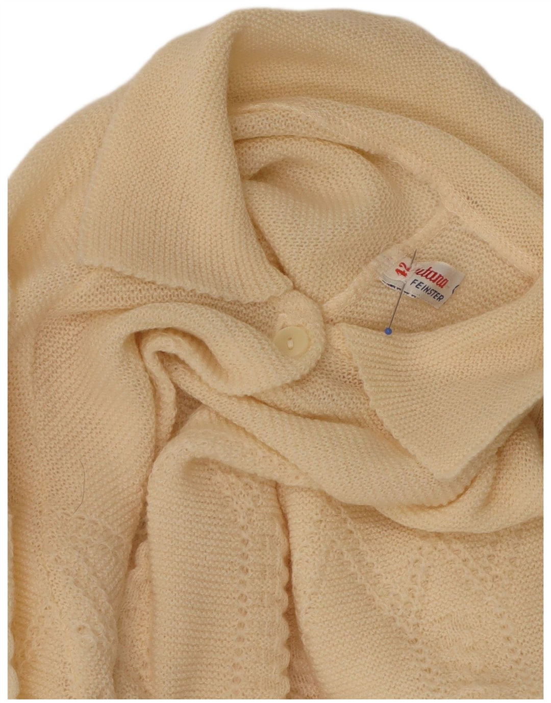 Maglione cardigan corto da donna VINTAGE IT 42 Lana merino giallo medio