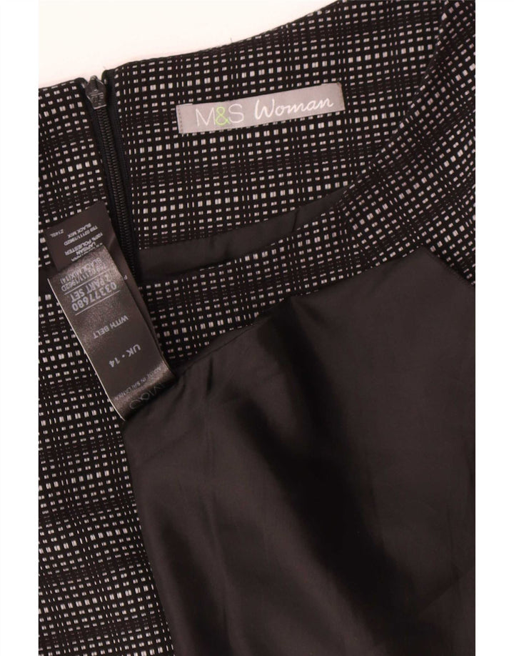 Abito tubino da donna Marks & Spencer UK 14 poliestere medio a quadri nero