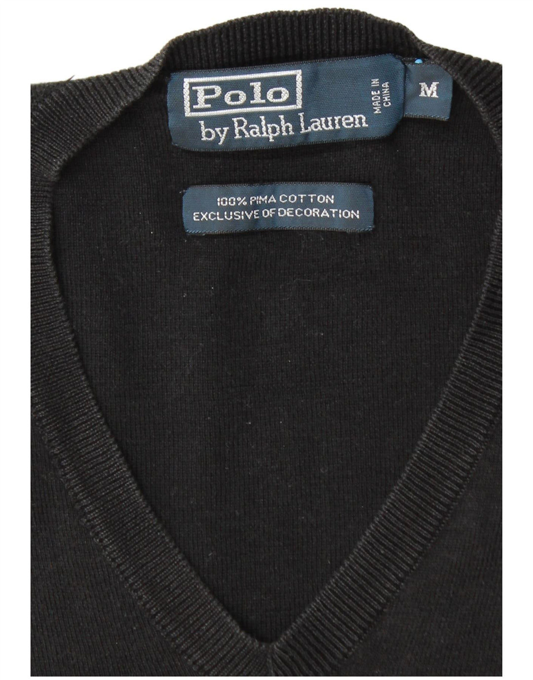 POLO RALPH LAUREN Maglione da uomo con scollo a V in cotone nero medio