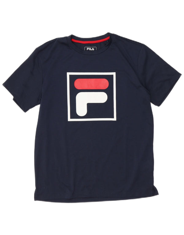 T-shirt grafica da uomo Fila Top in poliestere medio blu navy