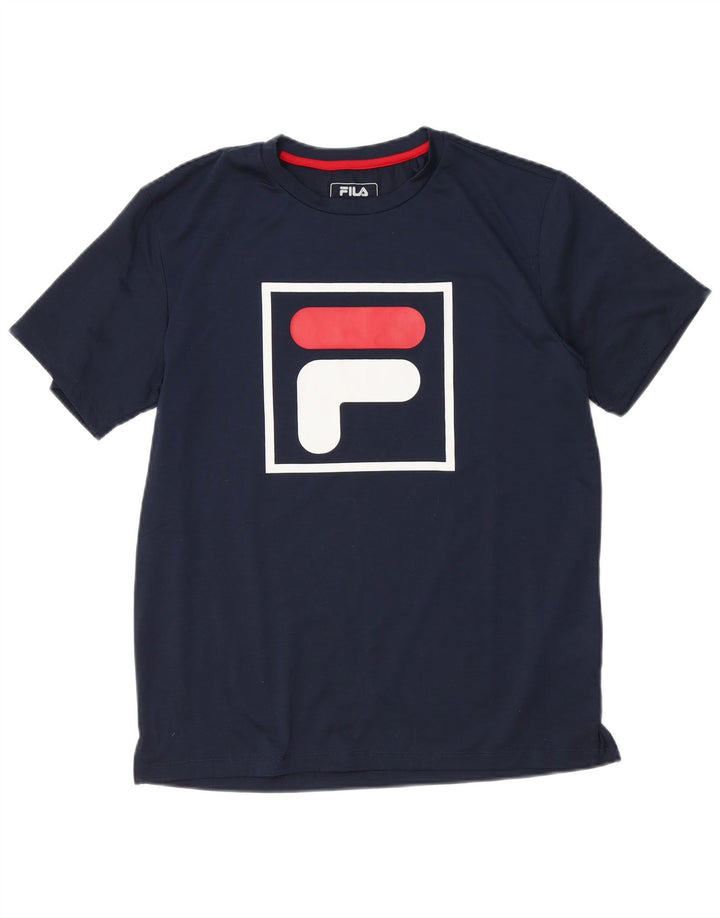 T-shirt grafica da uomo Fila Top in poliestere medio blu navy