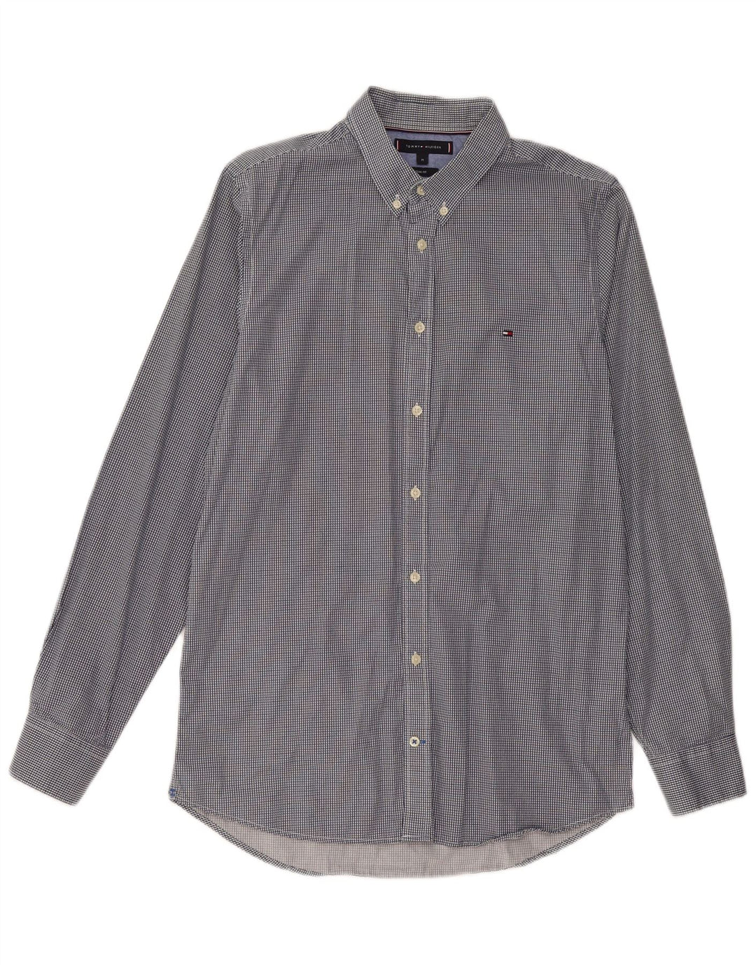 Camicia slim fit da uomo Tommy Hilfiger, cotone pied de poule medio blu navy