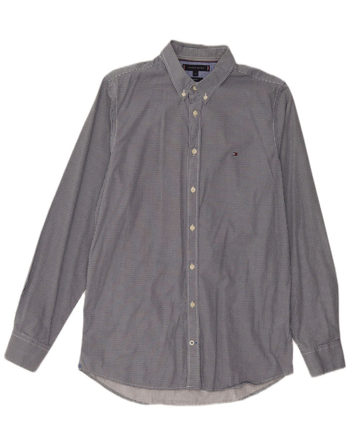 Camicia slim fit da uomo Tommy Hilfiger, cotone pied de poule medio blu navy