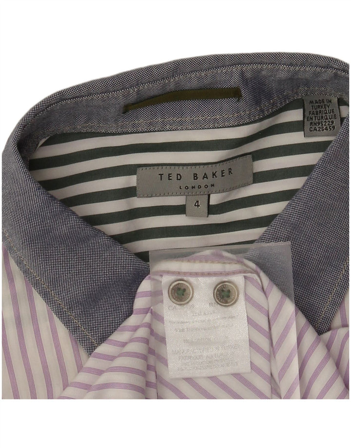 Camicia da uomo Ted Baker taglia 4 grande cotone gessato viola