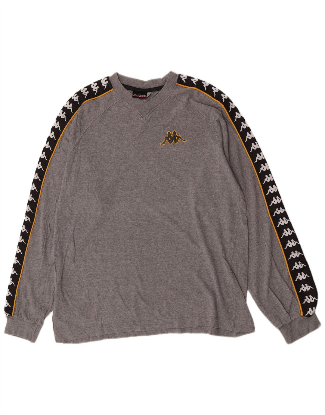 Top grafico da uomo Kappa a maniche lunghe in cotone color block grigio grande