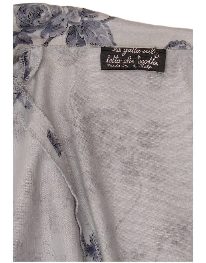 Giacca Bolero vintage da donna a 1 bottone UK 14 blu medio floreale