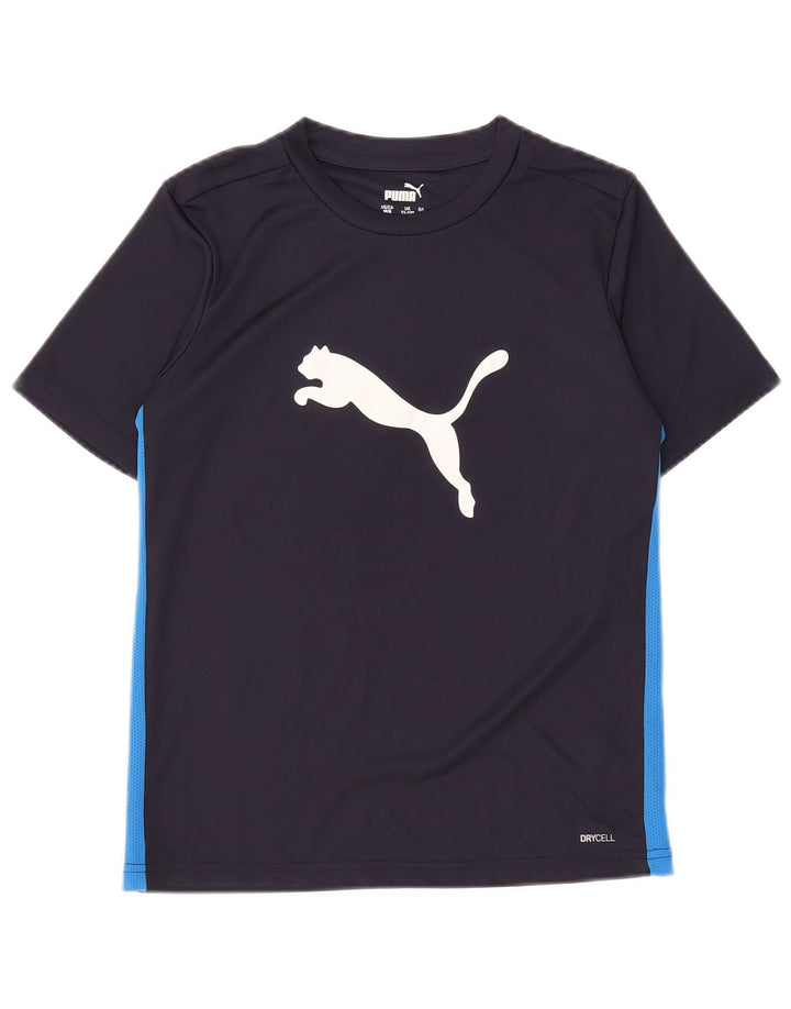 PUMA Boys Graphic T-Shirt Top 11-12 Years  Navy Blue Colourblock Polyester