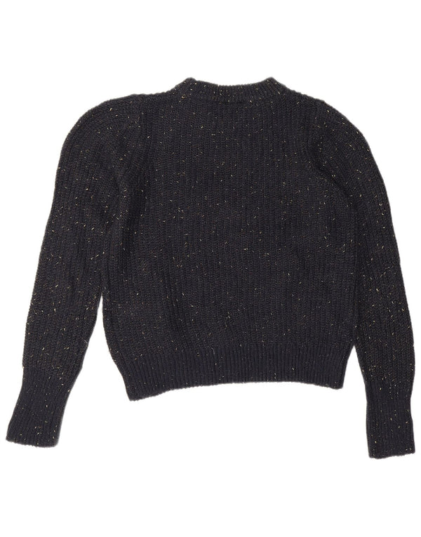 Maglione maglione girocollo corto da donna Joules UK 10 piccolo blu navy screziato