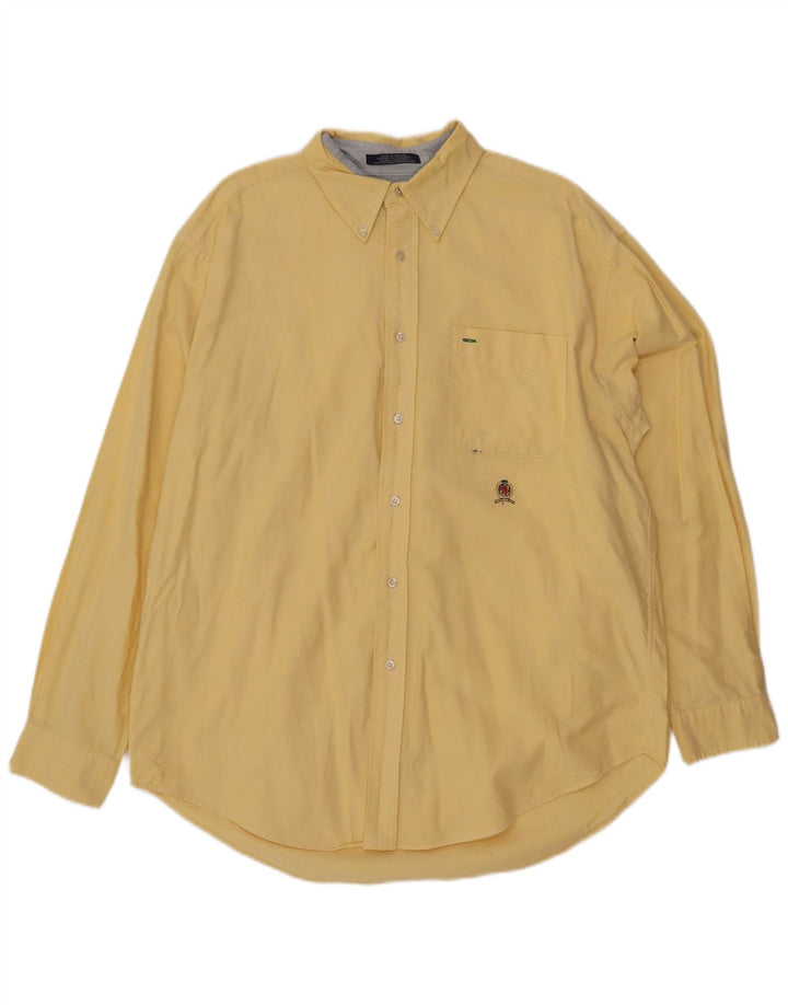 Camicia da uomo Tommy Hilfiger grande in cotone giallo
