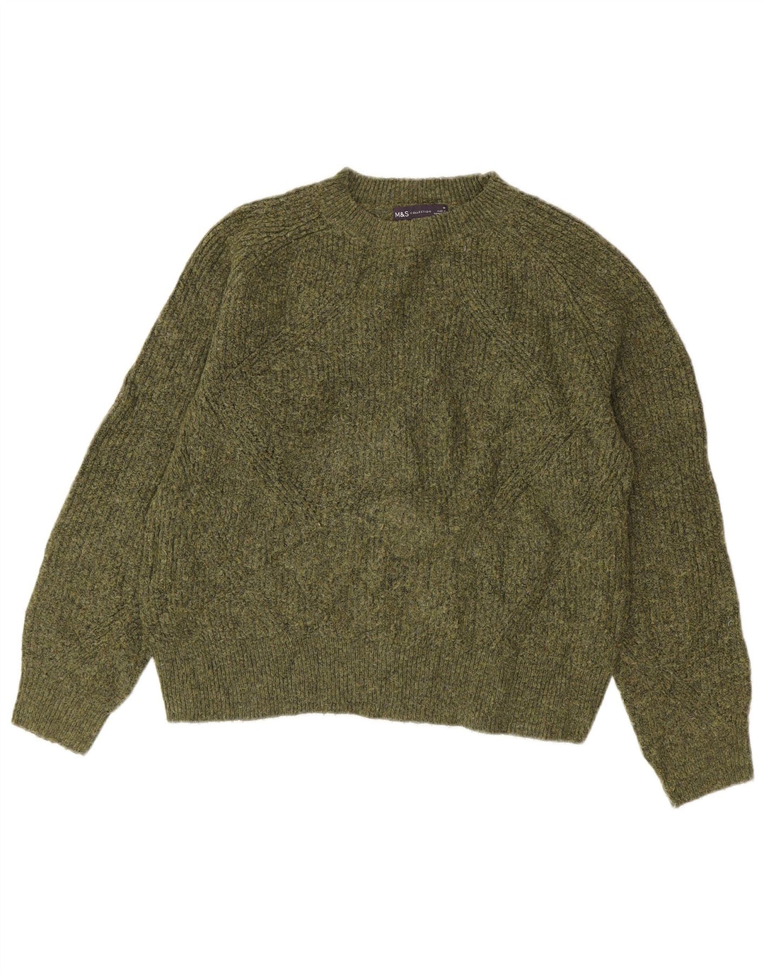 Maglione maglione girocollo da donna Marks & Spencer UK 14 verde medio screziato