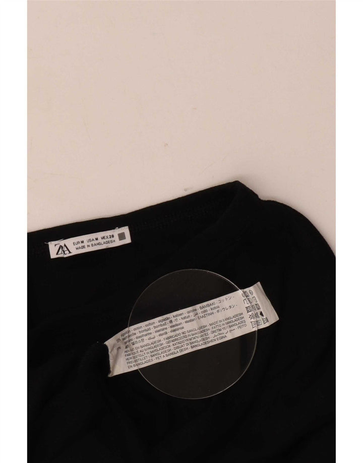 Top Zara da donna a maniche lunghe UK 12 cotone nero medio