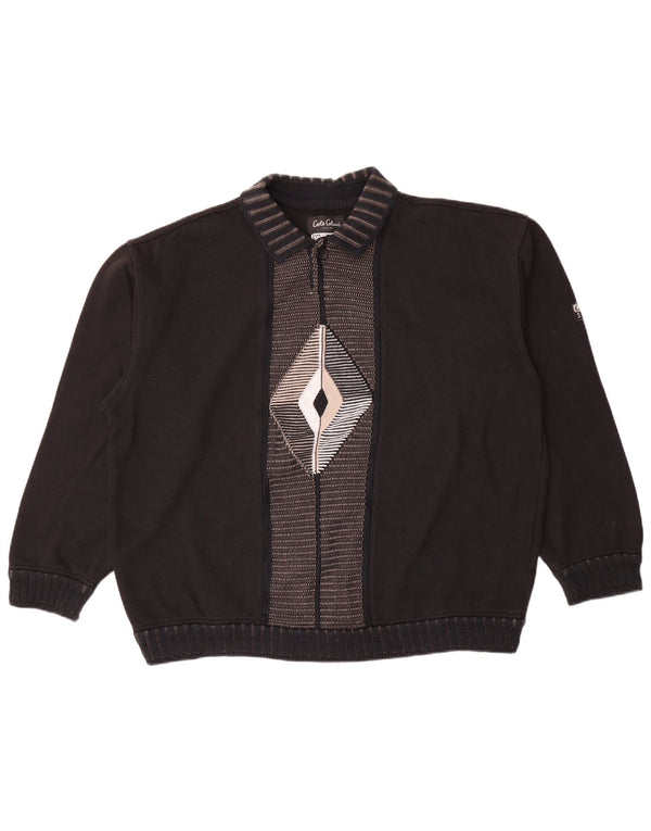 Carlo Colucci Maglione da uomo con collo a polo XL Nero Argyle/Cotone diamante