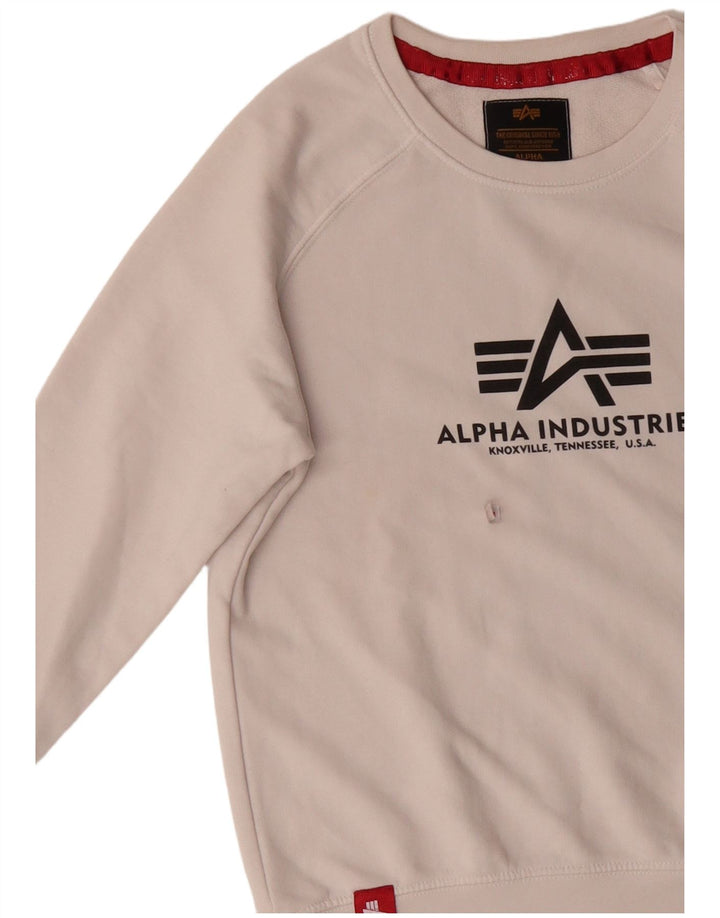 ALPHA INDUSTRIES Felpa grafica da uomo Maglione XS Bianco