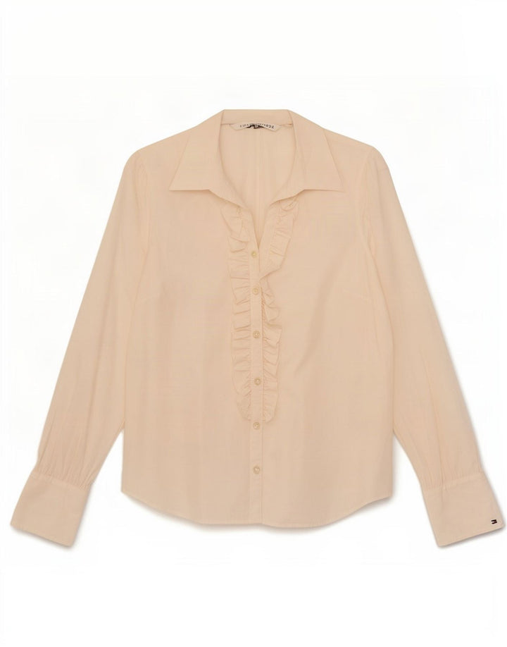 Camicia da donna Tommy Hilfiger con volant sul davanti US 12 Large White Cotton