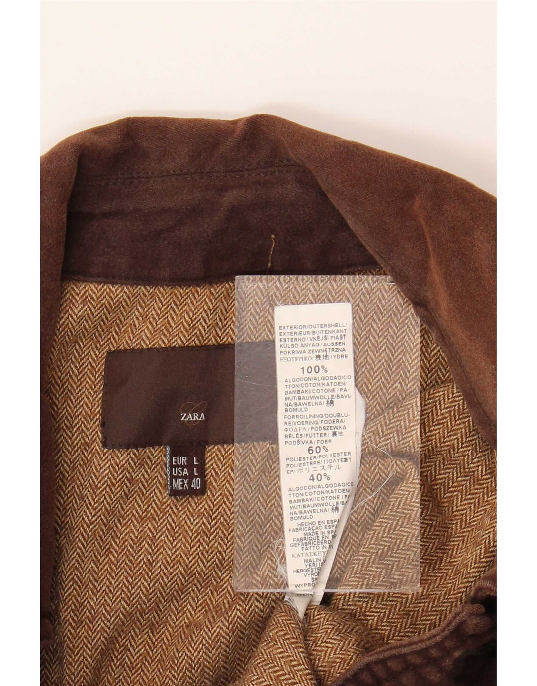 Giubbotto bomber da uomo Zara UK 40 grande cotone marrone