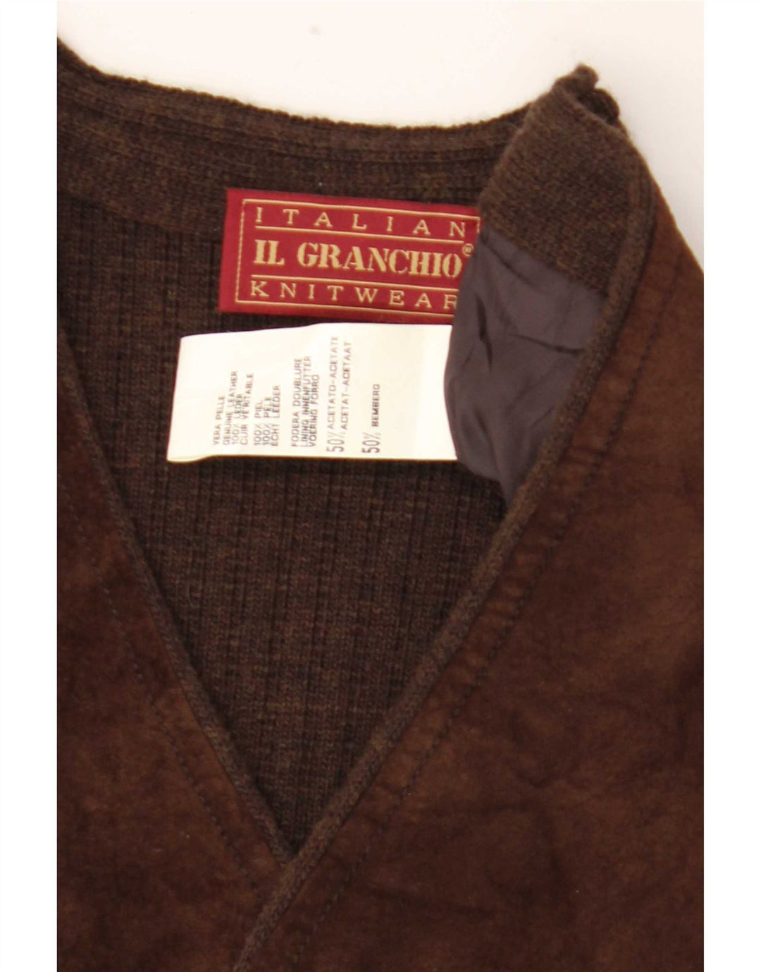 Gilet Uomo Scamosciato Il Granchio Pelle Marrone Medio