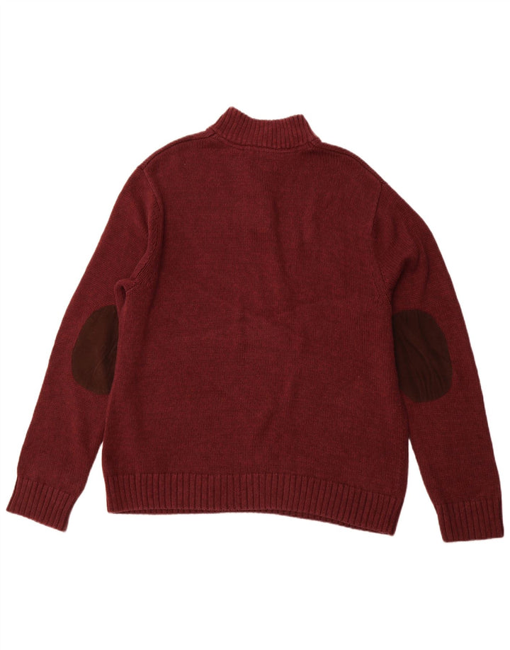 CHAPS Maglione da uomo con collo a bottoni XL in cotone marrone