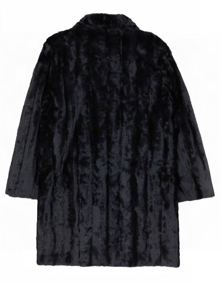 Cappotto aperto da donna in pelliccia sintetica French Connection UK 12 medio blu navy