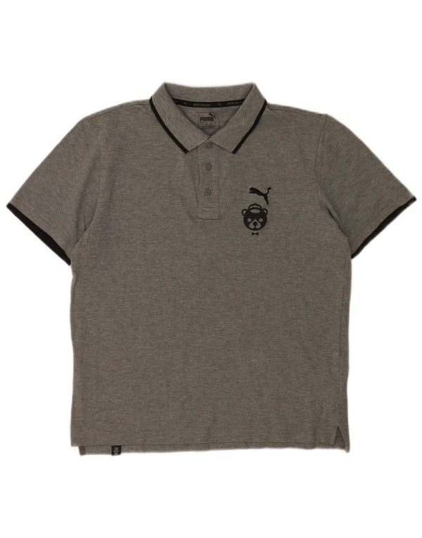 Polo grafica Puma da uomo Barcelona Small in cotone grigio