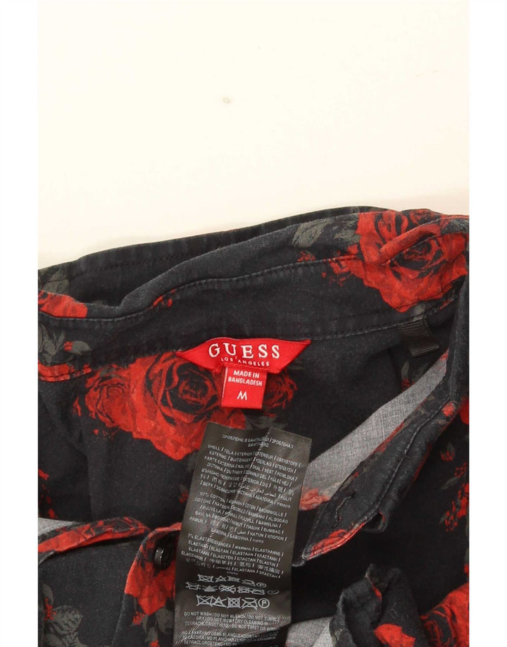Camicia da uomo Guess in cotone floreale nero medio