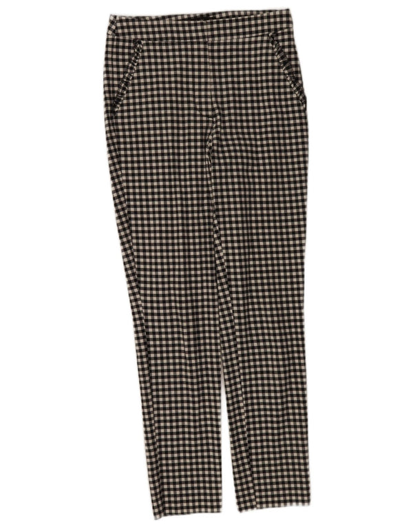 Pantaloni skinny corti da donna Zara XS W24 L26 cotone a quadri blu navy