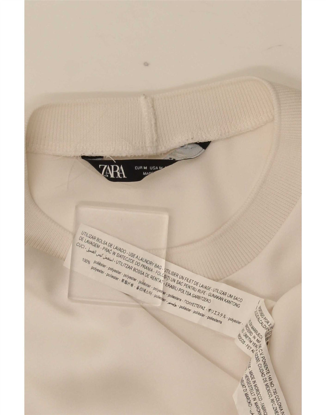 T-shirt da donna vestibilità ampia Zara UK 14 poliestere bianco sporco medio