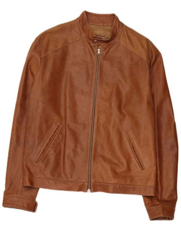 Giacca in pelle da uomo vestibilità regolare Mays UK 42 XL Marrone