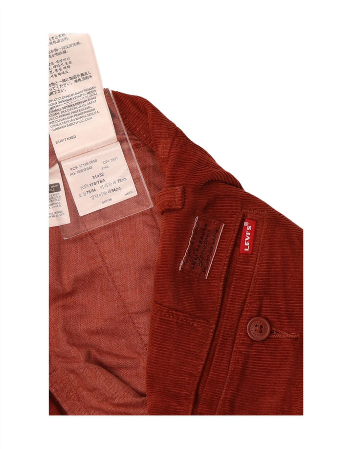 LEVI'S Pantaloni slim affusolati in velluto a coste da uomo W31 L32 in cotone rosso