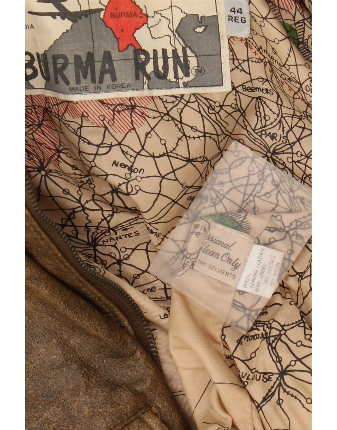 Giacca in pelle militare vintage da uomo IT 44 XS Marrone
