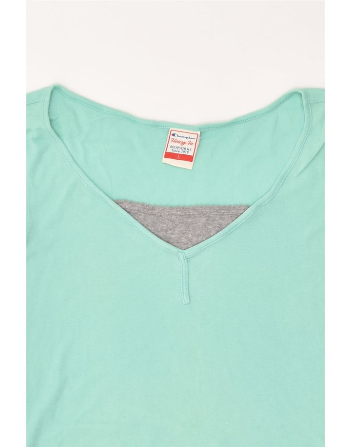 CHAMPION Womens Herritage Fit Blouse Top UK 14 Large Blue Cotton | Vintage Champion | Thrift | Second-Hand Champion | Used Clothing | Messina Hembry 