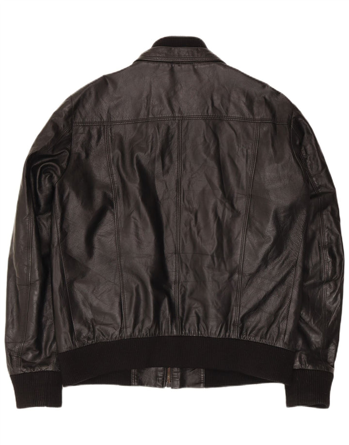 Gianfranco Gotelli Giacca bomber da uomo in pelle UK 38 media pelle nera