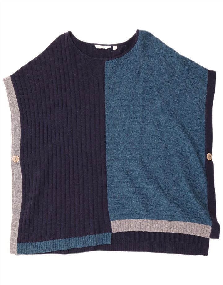 Maglione poncho da donna White Stuff UK 16 Large Blu Navy Colorblock