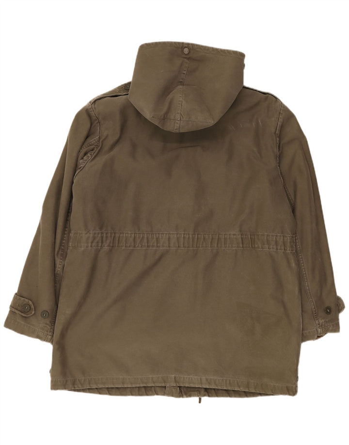Giacca parka militare con cappuccio da uomo VINTAGE UK 40 grande kaki