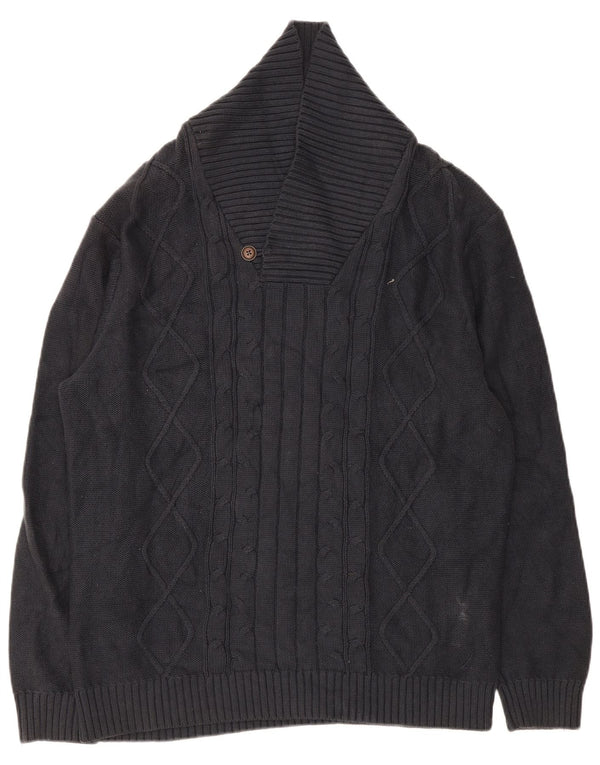 Maglione da uomo Nautica con collo a scialle XL in cotone blu navy