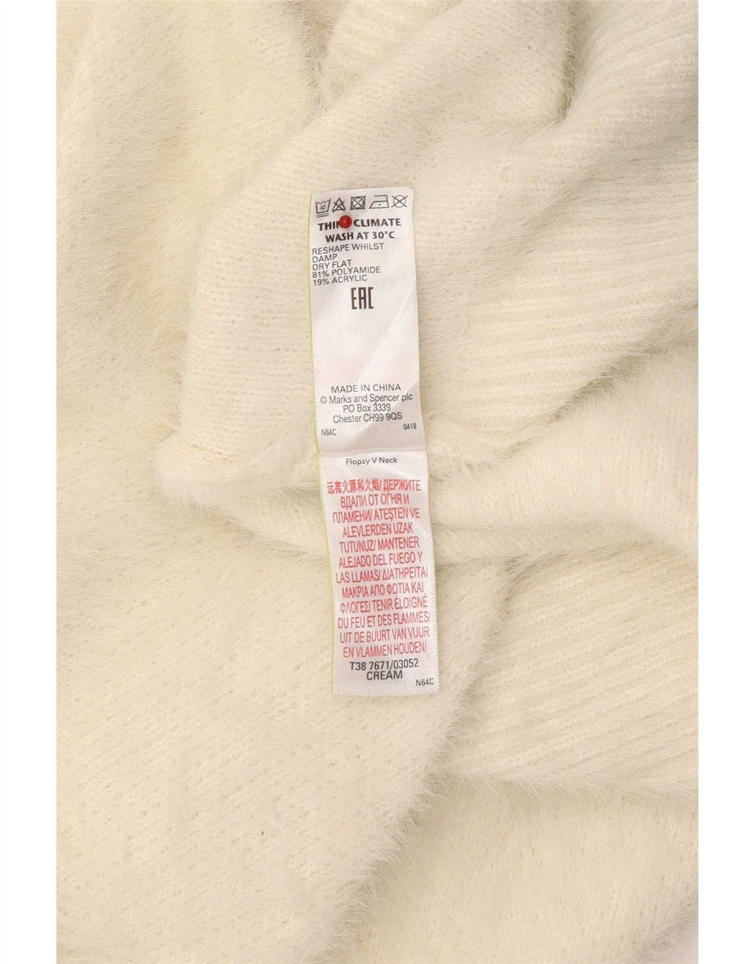 Maglione maglione con scollo a V da donna Marks & Spencer UK 16 grande bianco sporco