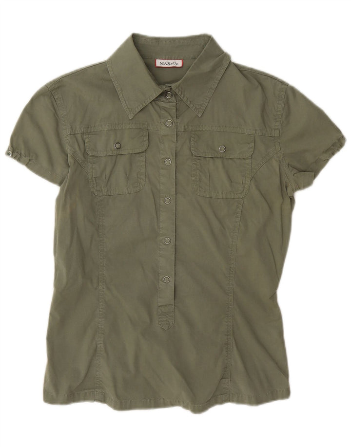 Max & Co. Maglia pullover a maniche corte da donna UK 8 Small Kaki