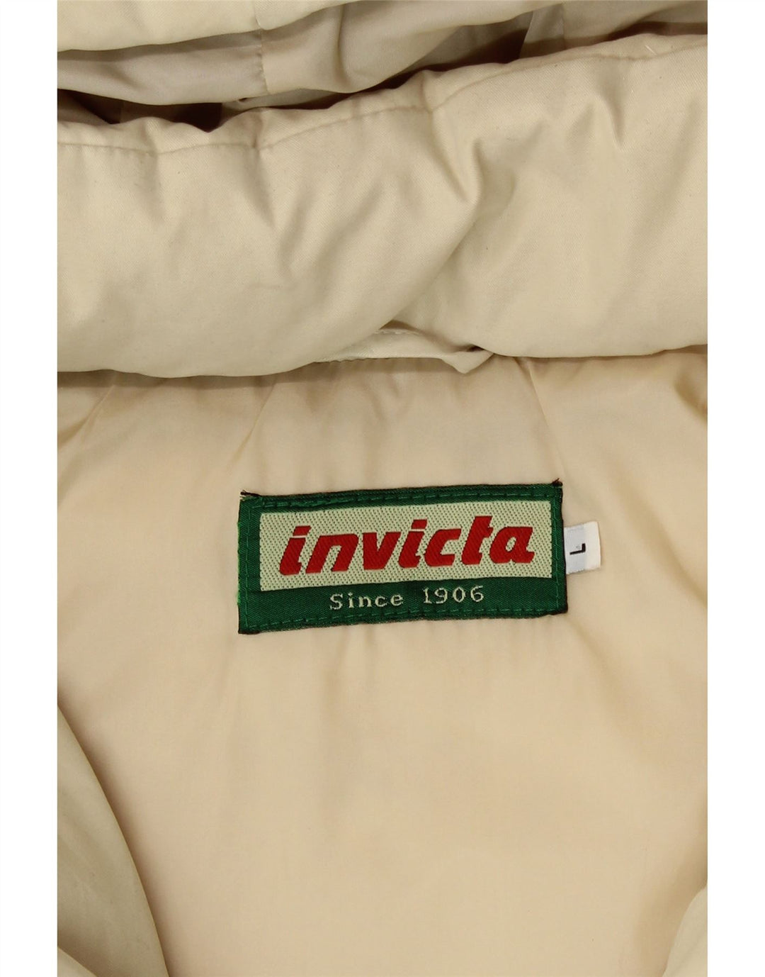 INVICTA Womens Hooded Padded Jacket UK 16 Large Beige Polyester Vintage Invicta and Second-Hand Invicta from Messina Hembry 